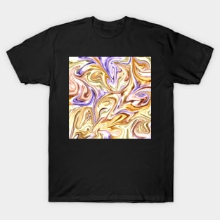 Trendy bright purple gold  liquid marble abstract swirl waves pattern T-Shirt